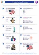 Social Studies - Fourth Grade - Worksheet: American Symbols & Holidays