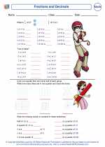 Mathematics - Third Grade - Worksheet: Fractions and Decimals