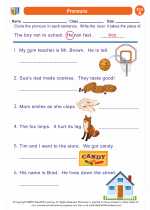 English Language Arts - First Grade - Worksheet: Pronouns