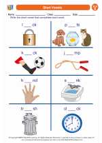English Language Arts - Second Grade - Worksheet: Short Vowels