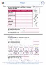 Mathematics - Third Grade - Worksheet: Weight