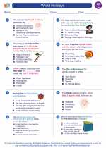 Social Studies - First Grade - Worksheet: World Holidays