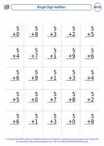 Mathematics - First Grade - Worksheet: Single Digit Addition
