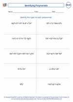 Mathematics - Eighth Grade - Worksheet: Polynomials and Monomials