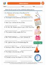 English Language Arts - Second Grade - Worksheet: Abbreviations