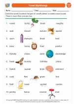 English Language Arts - Third Grade - Worksheet: Vowel Diphthongs