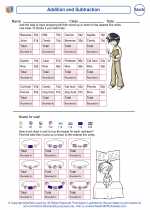 Mathematics - Fourth Grade - Worksheet: Addition and Subtraction