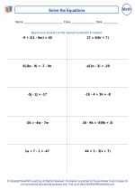 Mathematics - Eighth Grade - Worksheet: Linear equations