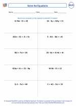 Mathematics - Eighth Grade - Worksheet: Linear equations