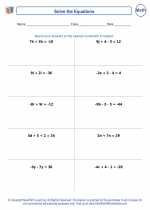 Mathematics - Eighth Grade - Worksheet: Linear equations