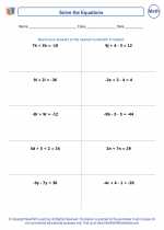 Mathematics - Eighth Grade - Worksheet: Linear equations