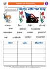 Social Studies - Third Grade - Worksheet: Veterans Day Word sorting