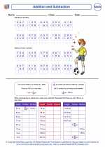 Mathematics - Fourth Grade - Worksheet: Addition and Subtraction