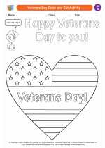 Social Studies - First Grade - Worksheet: Vererans Day Color and Cut Activity