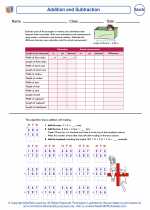 Mathematics - Fourth Grade - Worksheet: Addition and Subtraction