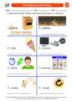 English Language Arts - Third Grade - Worksheet: Word Meaning with Prefixes