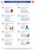 English Language Arts - Third Grade - Worksheet: Word Meaning with Prefixes/Suffixes
