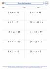 Mathematics - Sixth Grade - One & Two Step Equations - Worksheet: One Step Equations with Integers