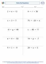 Mathematics - Sixth Grade - Worksheet: One Step Equations with Integers