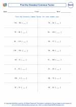 Mathematics - Seventh Grade - Worksheet: Greatest Common Factor of numbers not greater than 120