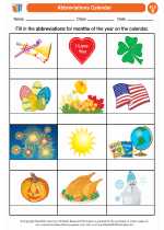 English Language Arts - Second Grade - Worksheet: Abbreviations Calendar