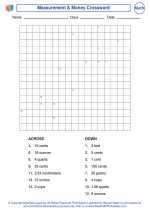 Mathematics - Fourth Grade - Worksheet: Measurement & Money Crossword