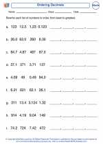 Mathematics - Fourth Grade - Worksheet: Ordering Decimals