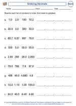 Mathematics - Fourth Grade - Worksheet: Ordering Decimals