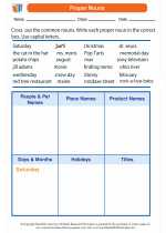 English Language Arts - Second Grade - Worksheet: Proper Nouns