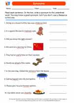 English Language Arts - Third Grade - Worksheet: Synonyms