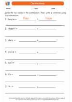 English Language Arts - Second Grade - Worksheet: Contractions
