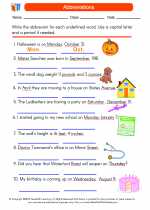 English Language Arts - Second Grade - Worksheet: Abbreviations