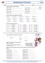 Mathematics - Fourth Grade - Worksheet: Multiplication & Division