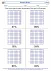 Mathematics - Fourth Grade - Decimals/Fractions - Worksheet: Percent Grids