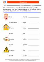 English Language Arts - Third Grade - Worksheet: Synonyms