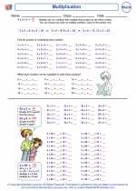 Mathematics - Fourth Grade - Worksheet: Multiplication