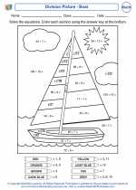Mathematics - Fourth Grade - Worksheet: Division Picture - Boat