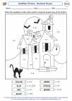 Mathematics - Second Grade - Addition Facts - Worksheet: Addition Picture - Haunted House