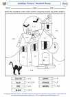 Mathematics - Second Grade - Worksheet: Addition Picture - Haunted House