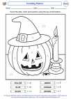 Mathematics - Kindergarten - Count and write 1-10 - Worksheet: Halloween - Counting Picture