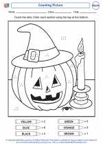 Mathematics - Kindergarten - Worksheet: Halloween - Counting Picture