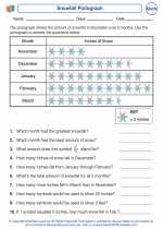 Mathematics - Third Grade - Worksheet: Snowfall Pictograph