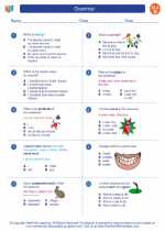 grammar 2nd grade english language arts worksheets and study guides