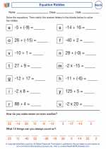 Mathematics - Fifth Grade - Worksheet: Equation Riddles