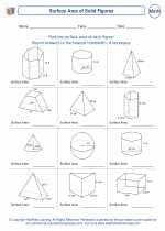 Mathematics - Eighth Grade - Worksheet: Surface Area of Solid Figures