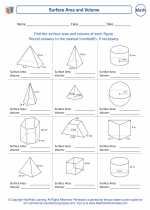 Mathematics - Eighth Grade - Worksheet: Surface Area and Volume
