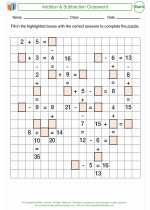 Mathematics - Fourth Grade - Worksheet: Addition and Subtraction Crossword