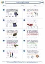 Mathematics - Fifth Grade - Worksheet: Subtracting Fractions