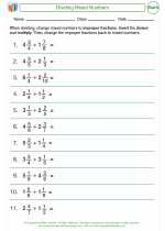Mathematics - Sixth Grade - Worksheet: Dividing Mixed Numbers