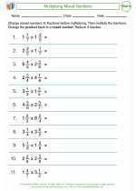 Mathematics - Sixth Grade - Worksheet: Multiplying Mixed Numbers